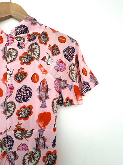 Temperley Blush Printed Crepe Dress UK 6