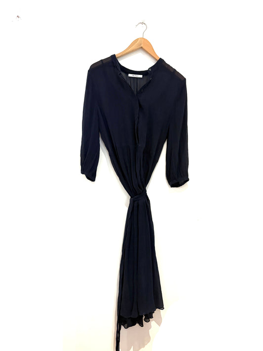 The Fold Crinkle Navy Dress