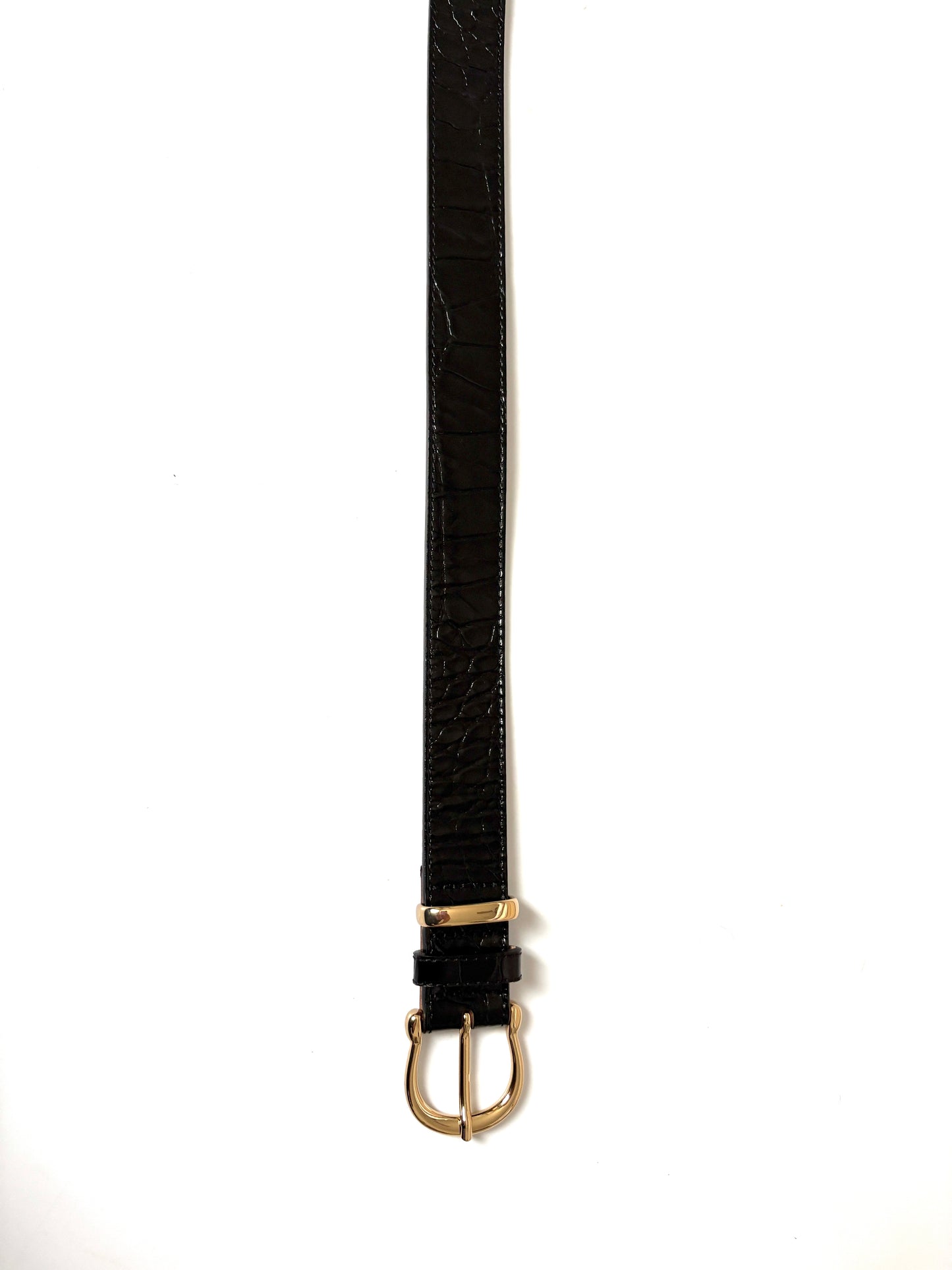 & Other Stories Patent Leather Croc Black Belt XS