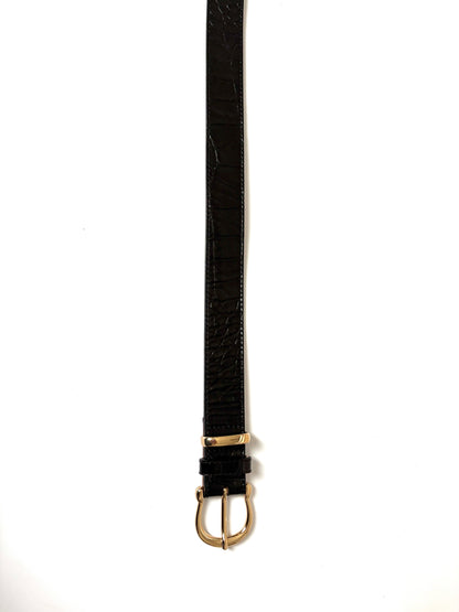 & Other Stories Patent Leather Croc Black Belt XS