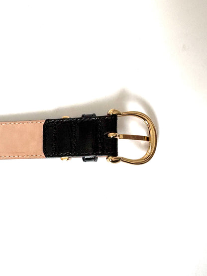 & Other Stories Patent Leather Croc Black Belt XS