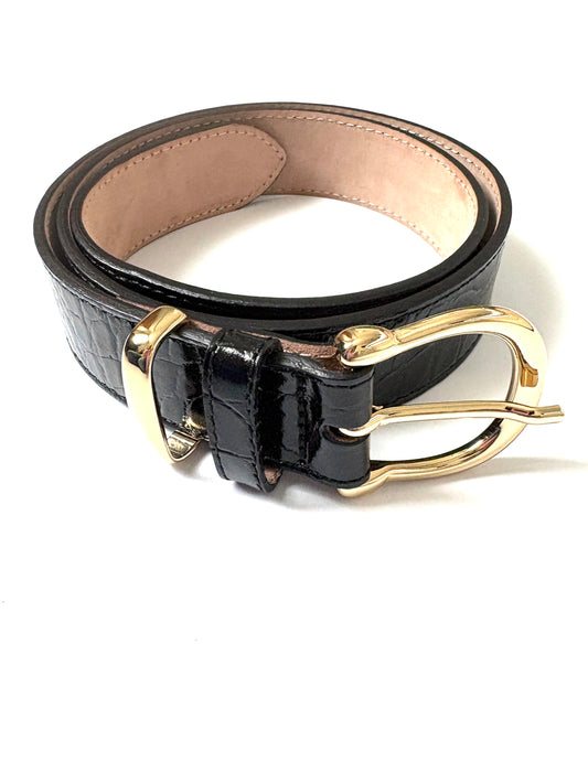 & Other Stories Patent Leather Croc Black Belt XS