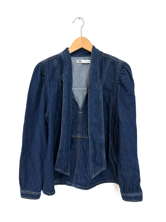 Zara Denim Blouse with bow