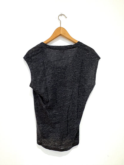 Massimo Dutti Melange Grey Linen Tee S