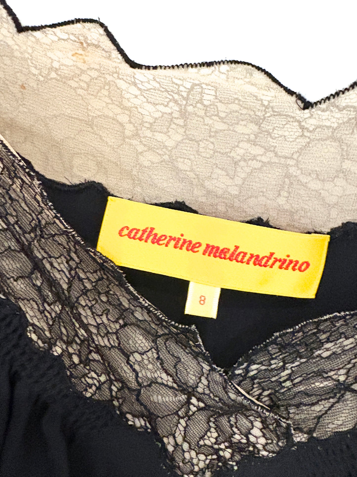 Catherine Melandrino Silk Black Lace Dress UK 8