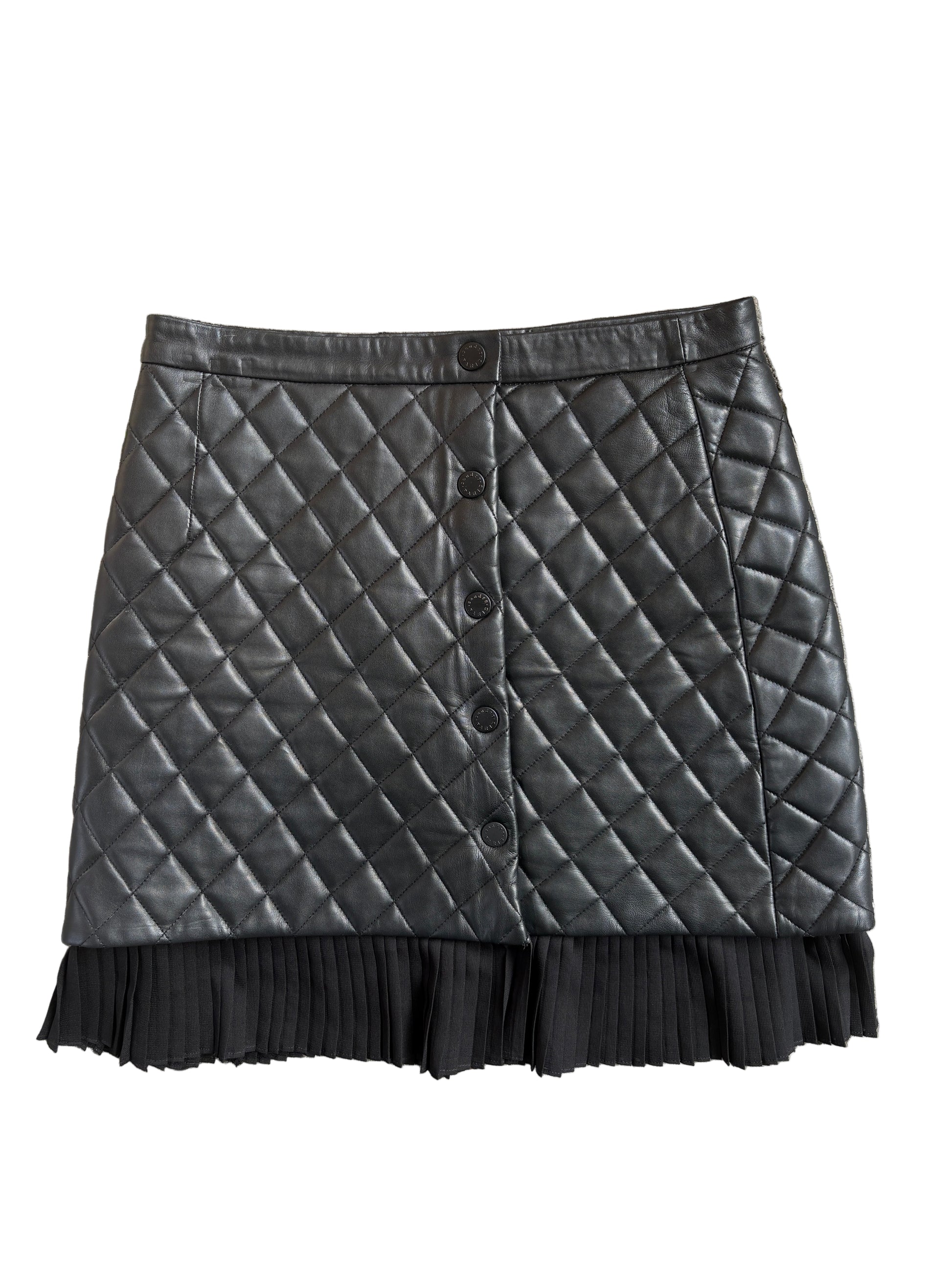 Sandro Black Quilted Leather Skirt