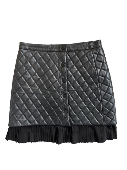 Sandro Black Quilted Leather Skirt