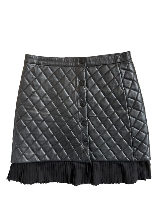 Sandro Black Quilted Leather Skirt