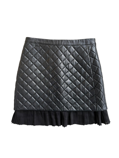 Sandro Black Quilted Leather Skirt L
