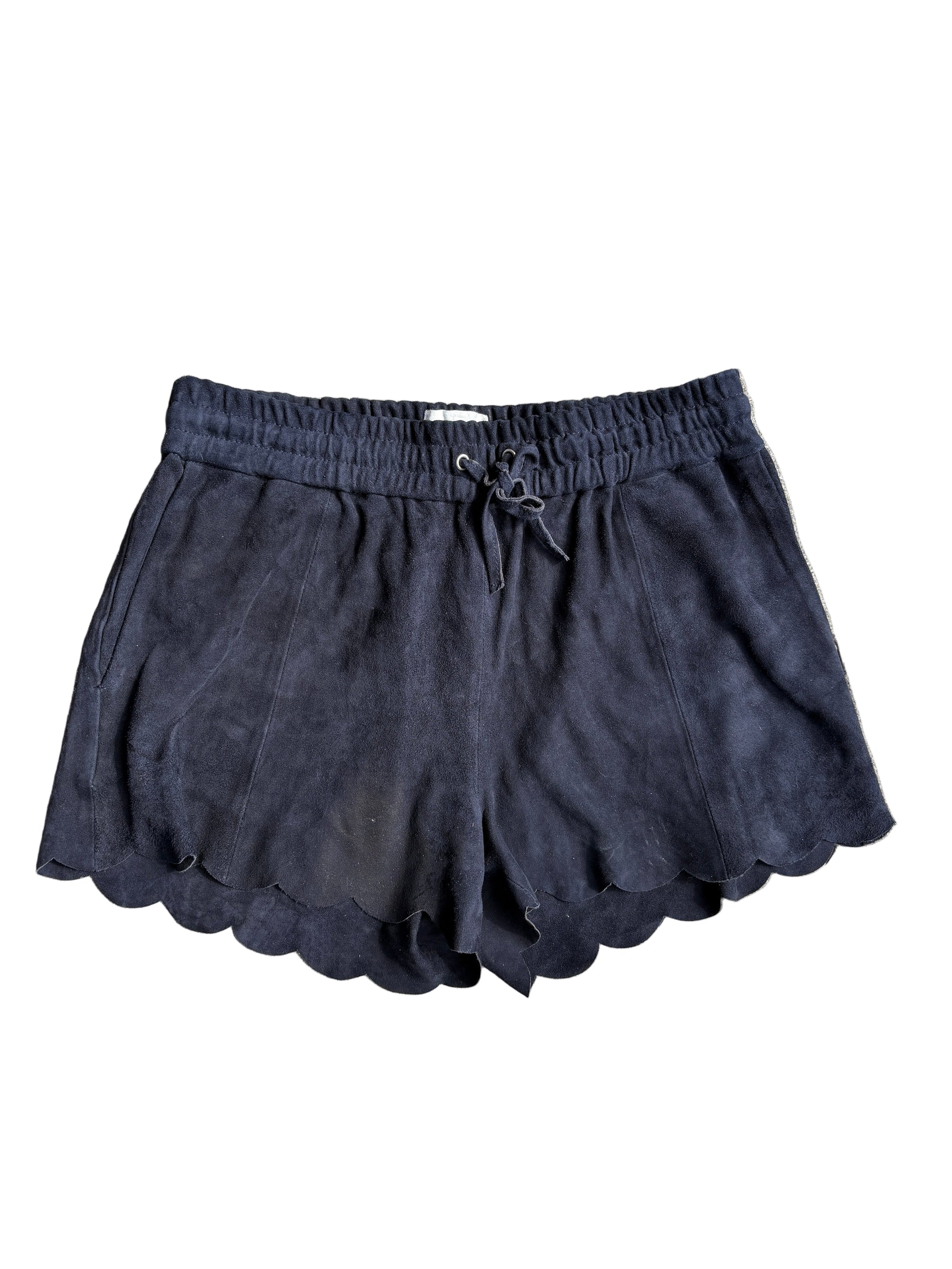 Sézane navy suede shorts