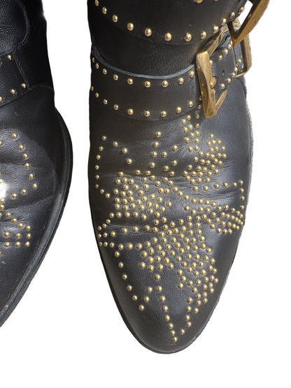 Chloe Susanna Gold Studded Boots UK 6