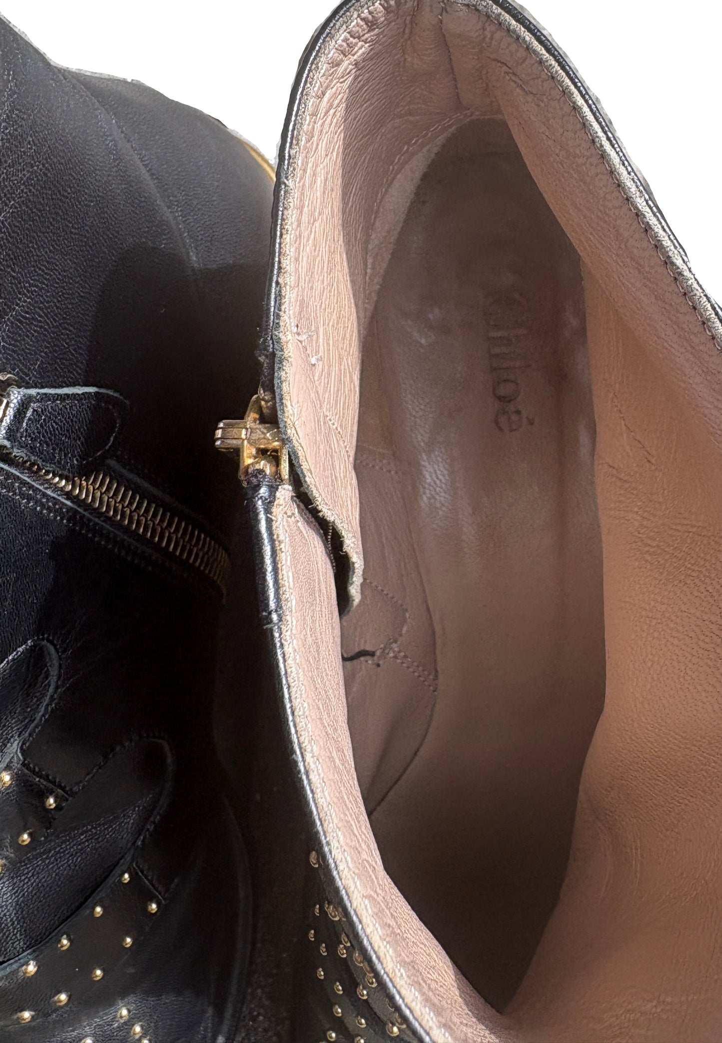 Chloe Susanna Gold Studded Boots UK 6