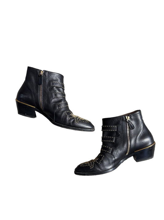 Chloe Susanna Gold Studded Boots UK 6