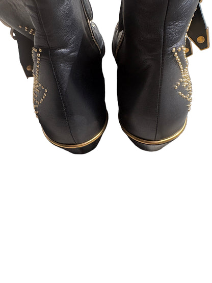Chloe Susanna Gold Studded Boots UK 6