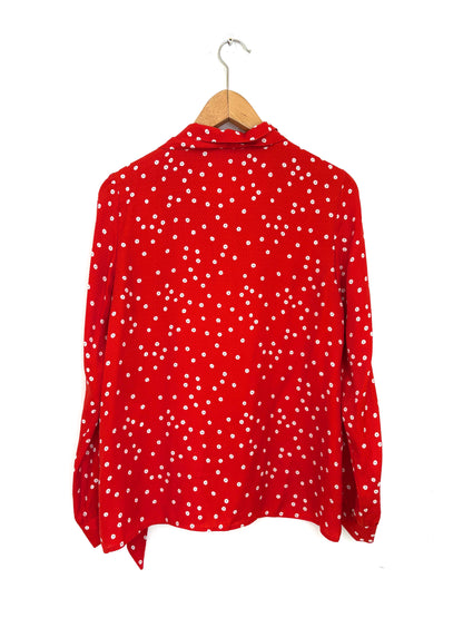 Sézane Ditsy Red Silk Blouse UK 10