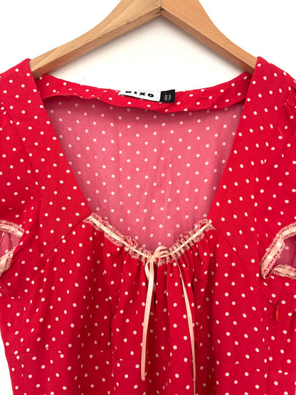 Rixo Polka Dot Midi Dress UK 14