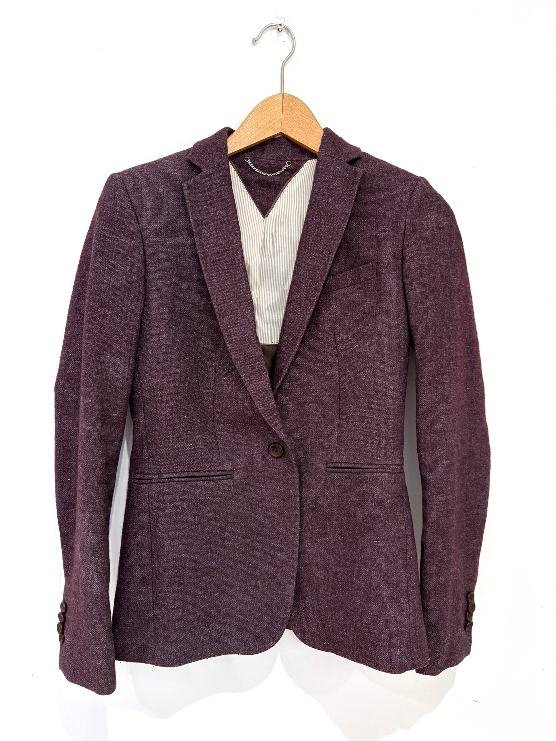 Massimo Dutti Purple Tweed Blazer 