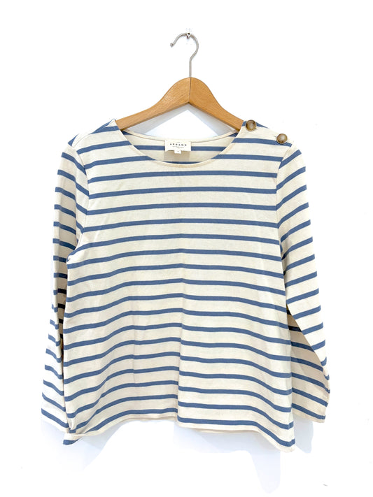 Sézane Blue Striped Top