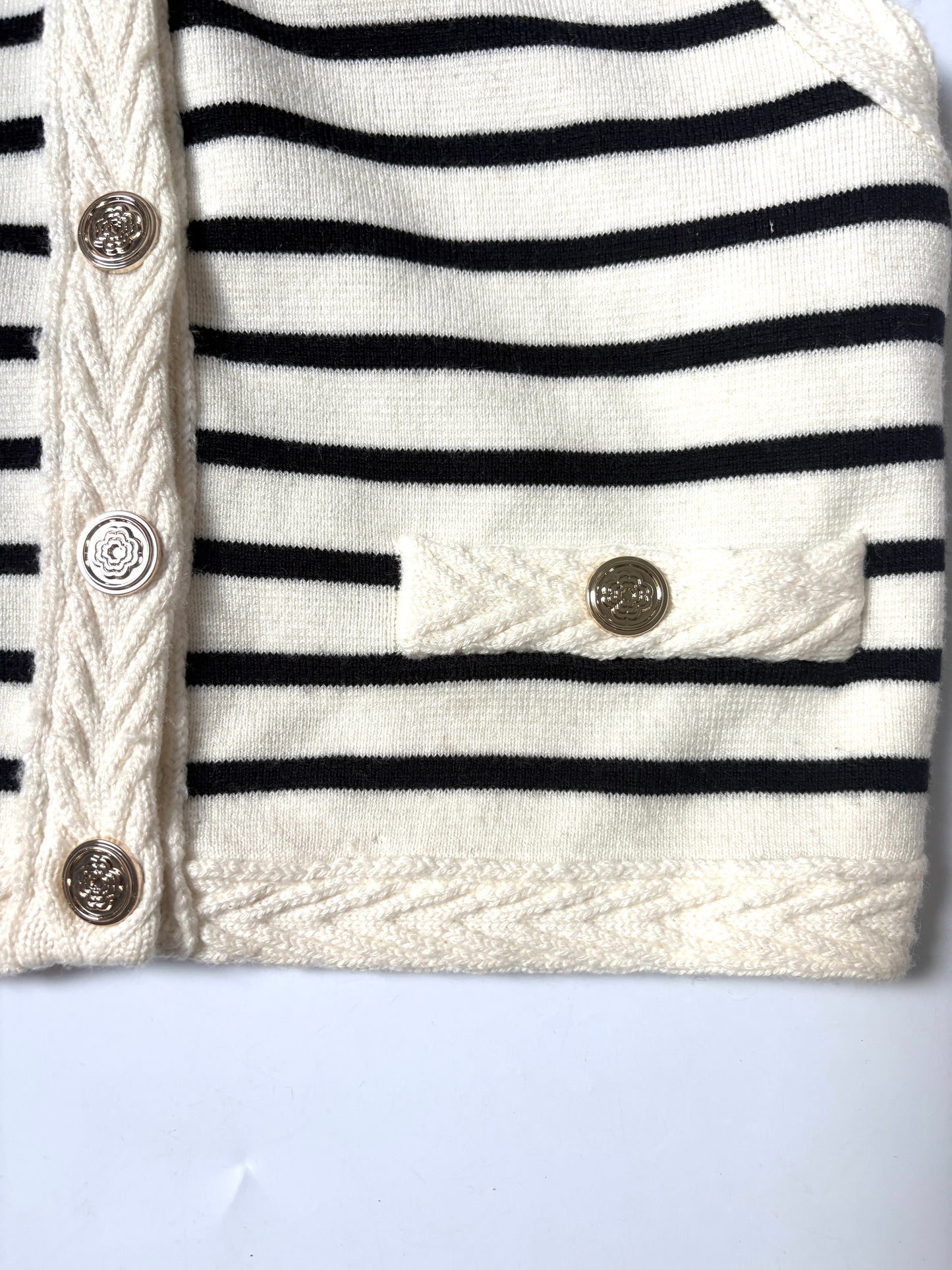 Maje White/Black Striped Knit Vest and Mini Skirt Set S