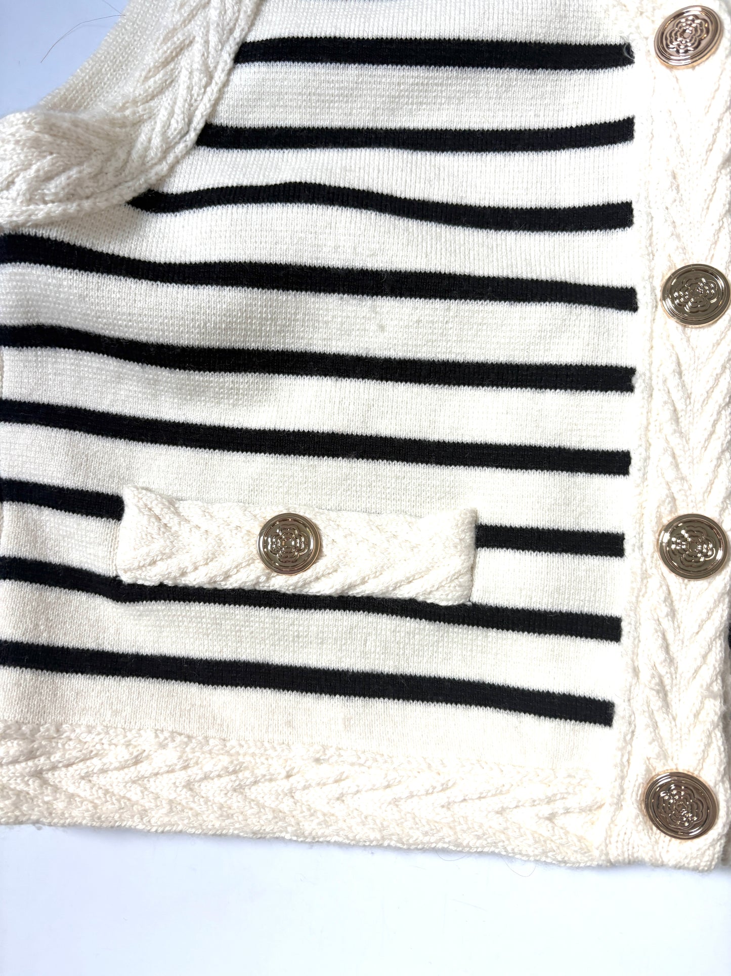 Maje White/Black Striped Knit Vest and Mini Skirt Set S