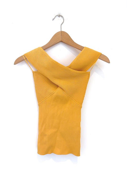 Reiss Yellow Ribbed Halterneck XS