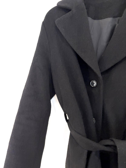 & Other Stories Belted Alpaca Black Coat UK 6