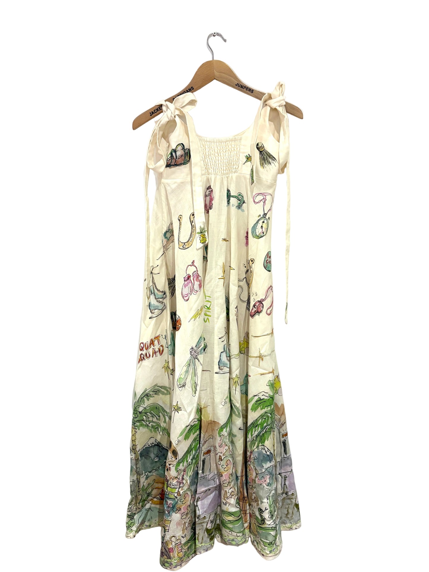 Alemais Anouk Printed Linen Maxi Dress UK 8