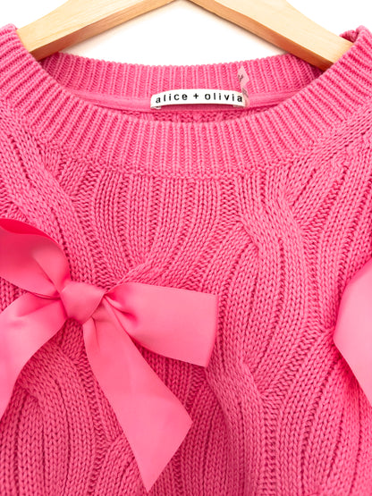 Alice +Olivia Beau Pink Bow-Embellished Jumper M