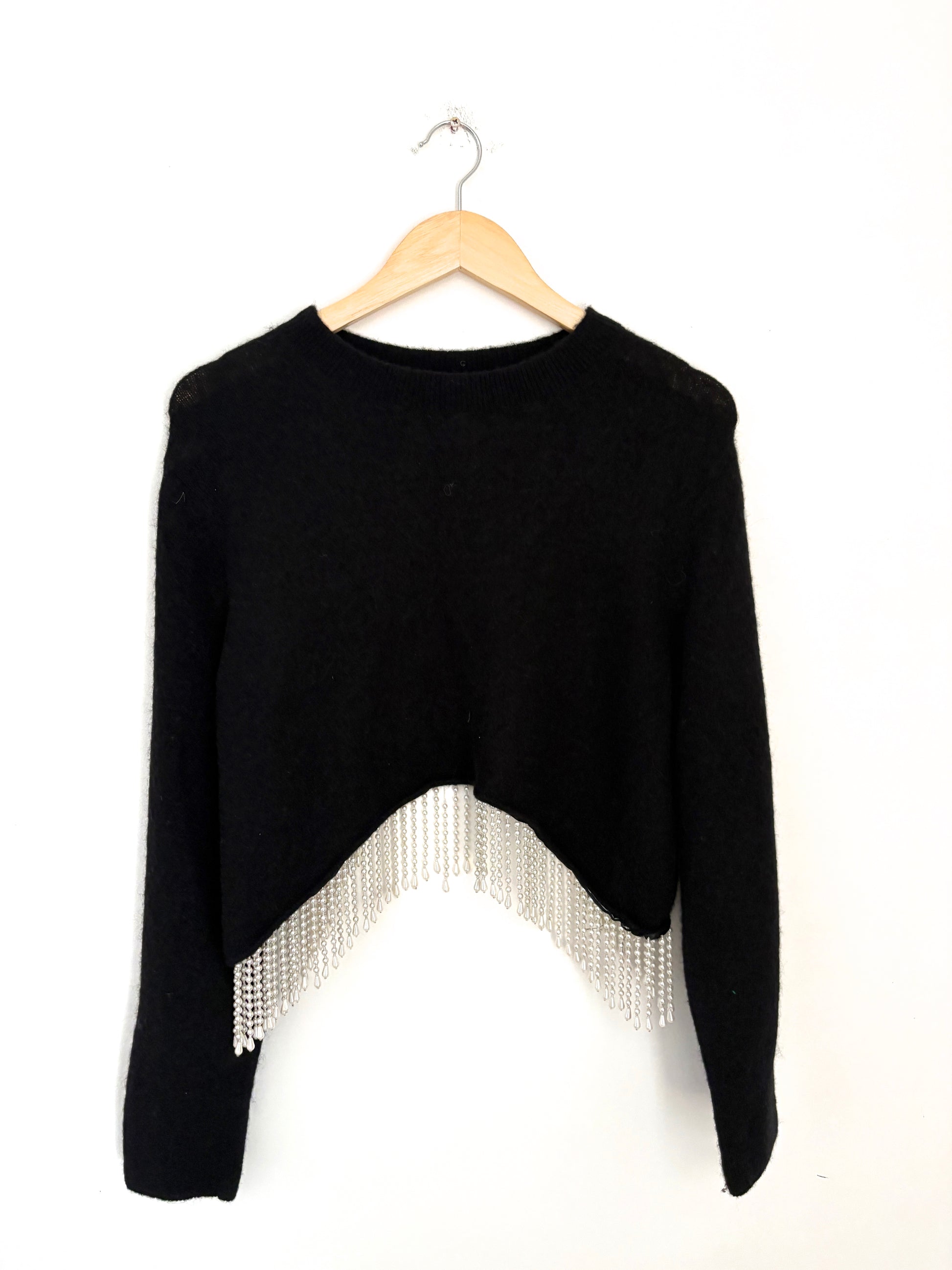 & Other Stories Pearl Fringed Cropped Jumper
