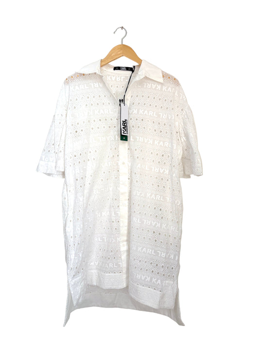 Women's White Broderie Anglaise Shirt Dress