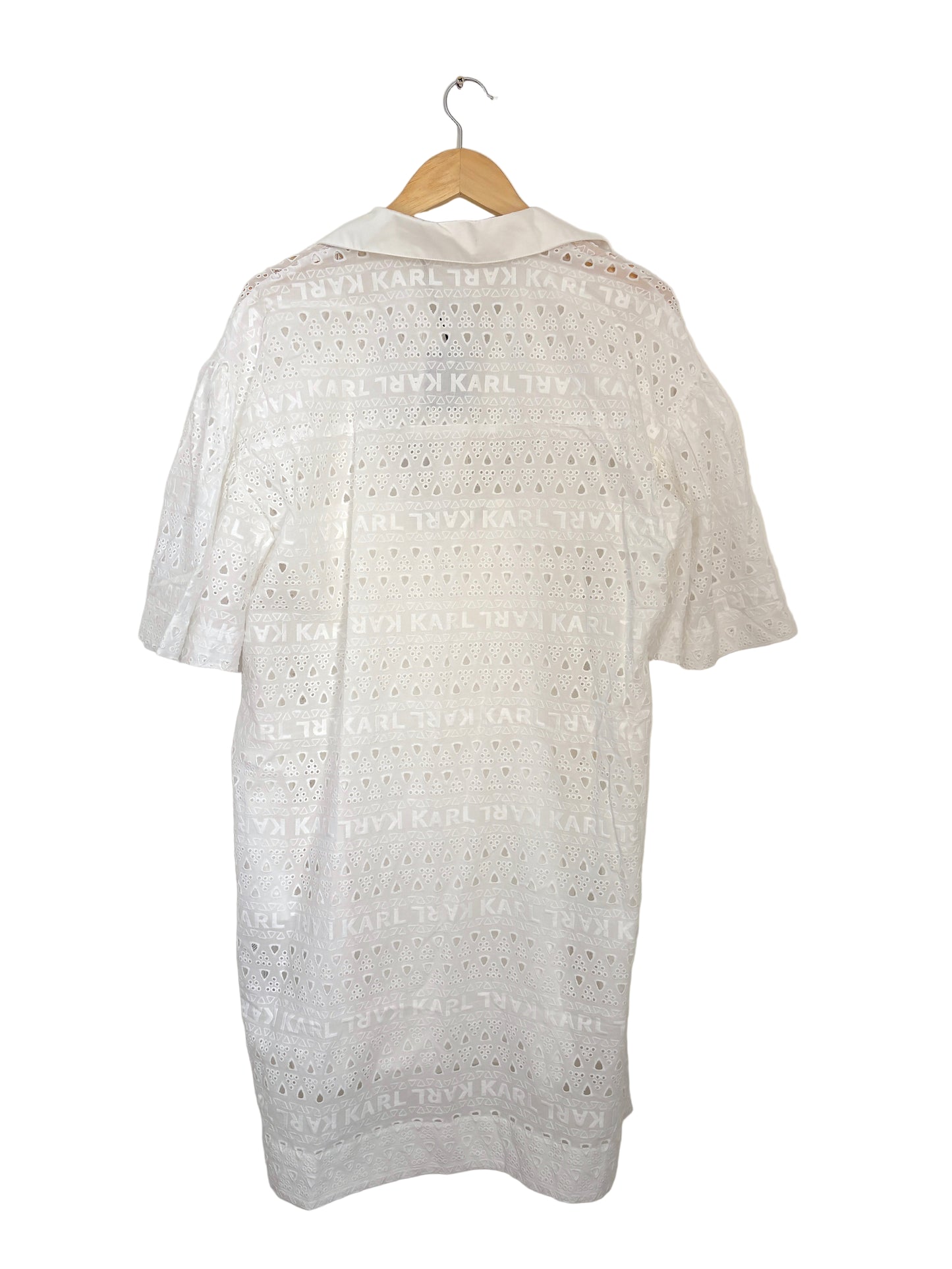 New with Tags Karl Lagerfield White Broderie Anglaise Shirt Dress UK 8