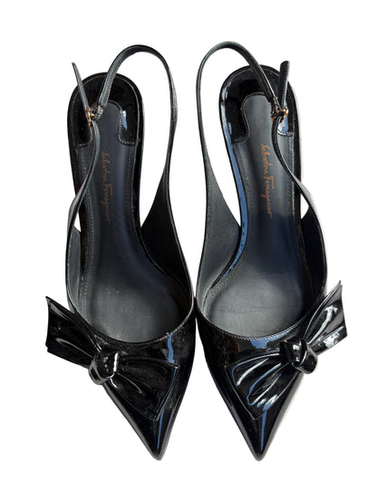 Salvatore Ferragamo Nero Patent Calf Heels UK 5.5