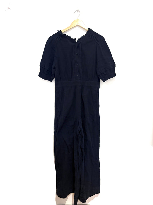 Me+Em Navy Blue Pink Tuck Jumpsuit