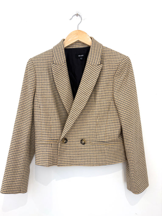 Me+Em Cropped Check Blazer 
