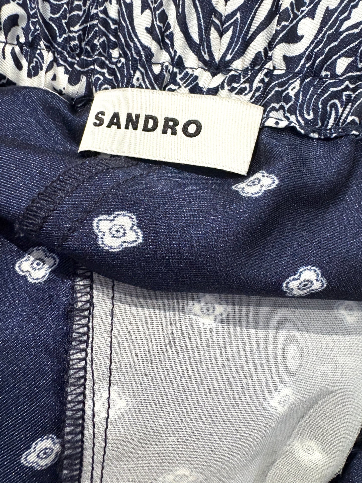 Sandro Bandana Print Floaty Trousers UK 10