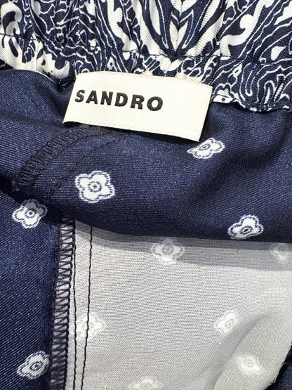 Sandro Bandana Print Floaty Trousers UK 10