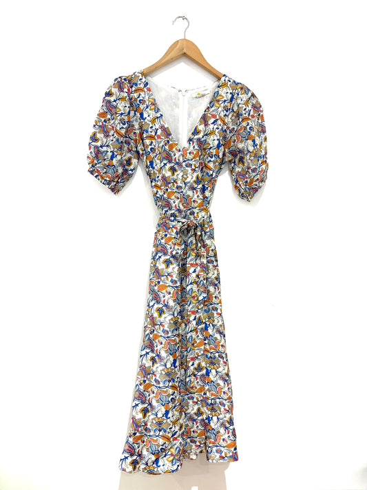 Boden Full Panelled Linen Blend Midi Dress