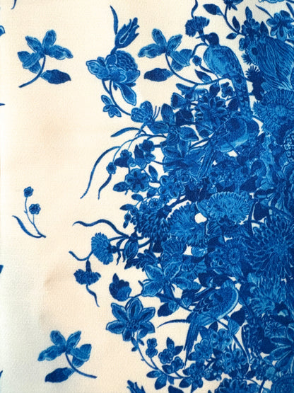 Valentino Cream and Blue Floral Skirt UK 12