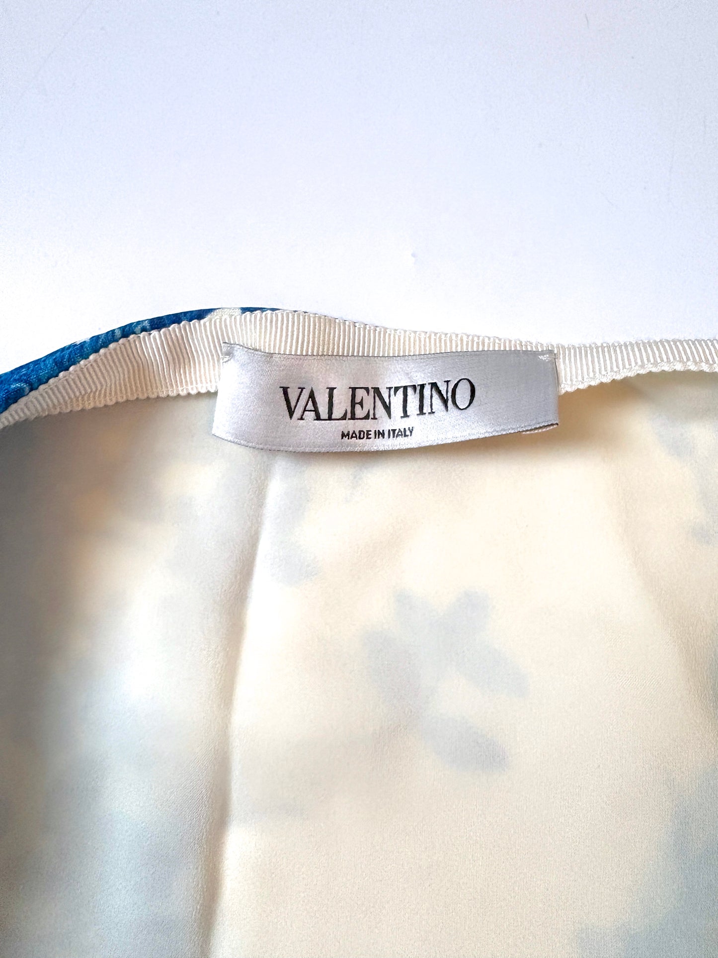 Valentino Cream and Blue Floral Skirt UK 12