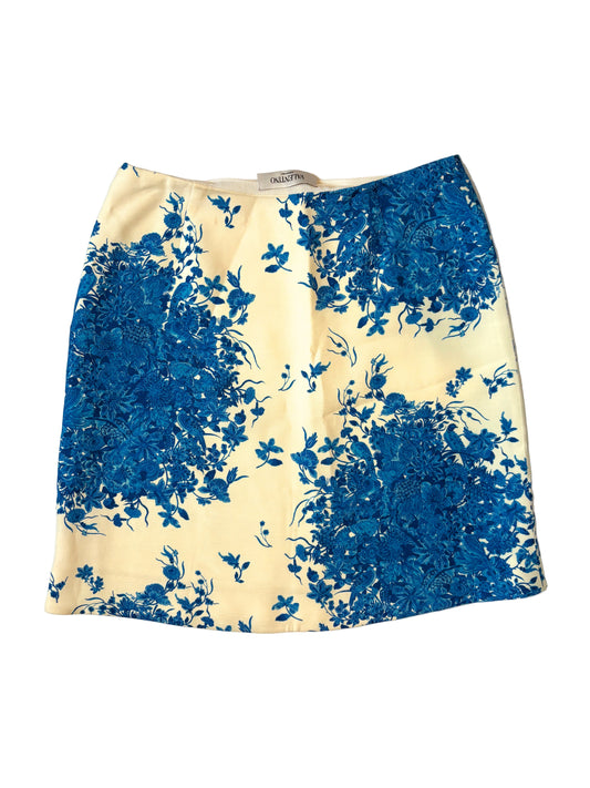 Valentino Cream and Blue Floral Skirt 