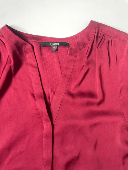 Quince Red Silk Shirt S