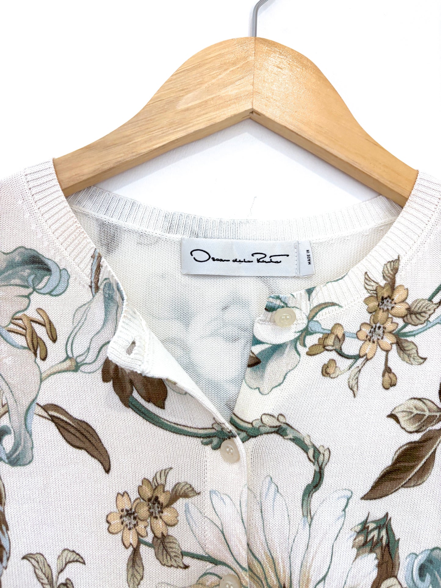 Oscar de la Renta Floral Print Cardigan S