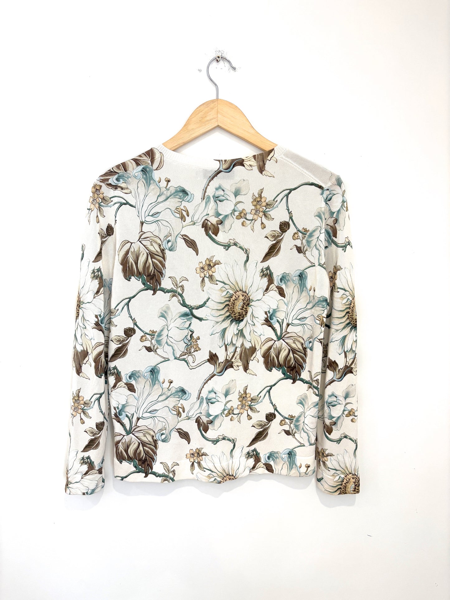Oscar de la Renta Floral Print Cardigan S