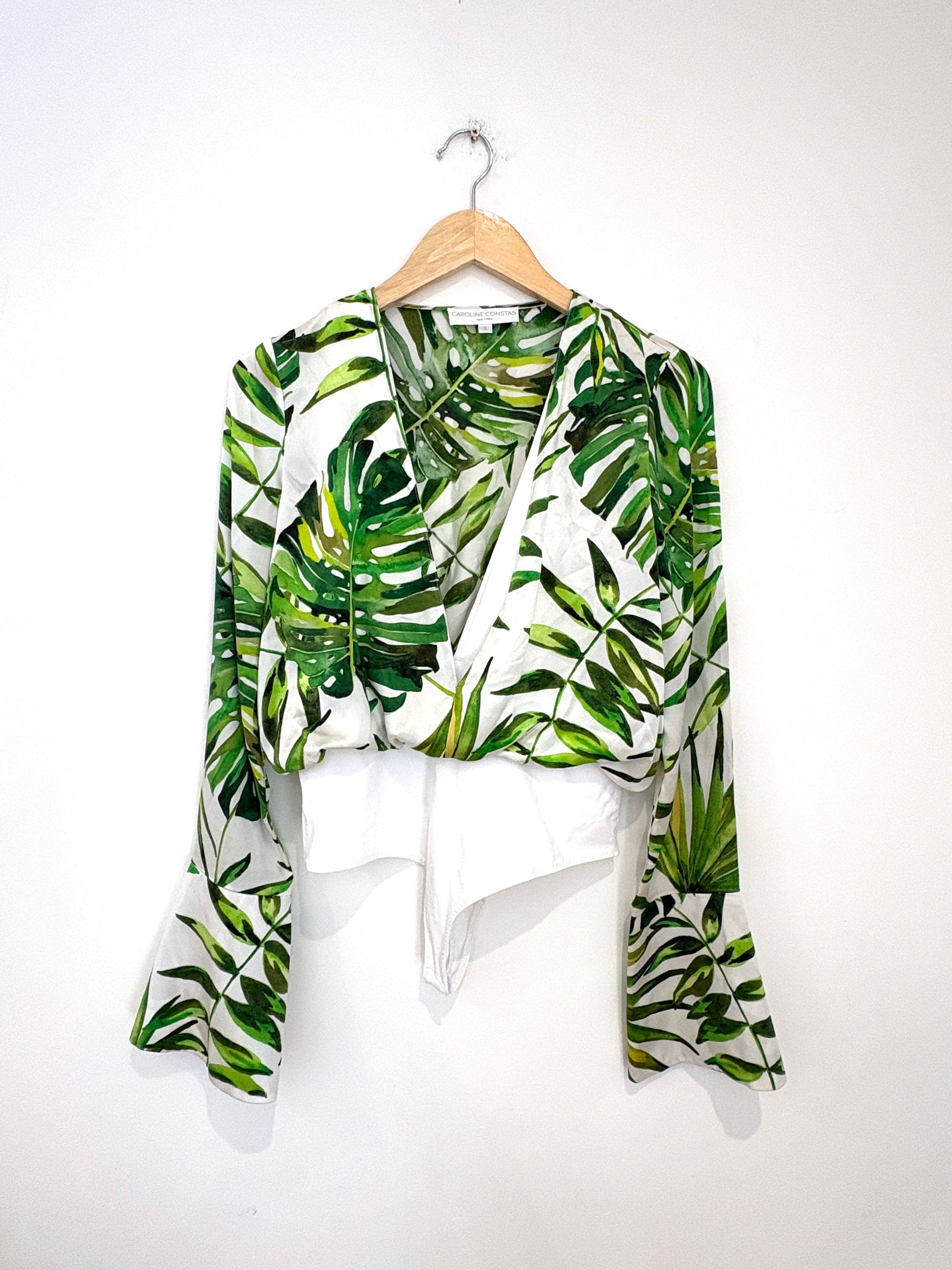 Caroline Constas Silk Print Bodysuit