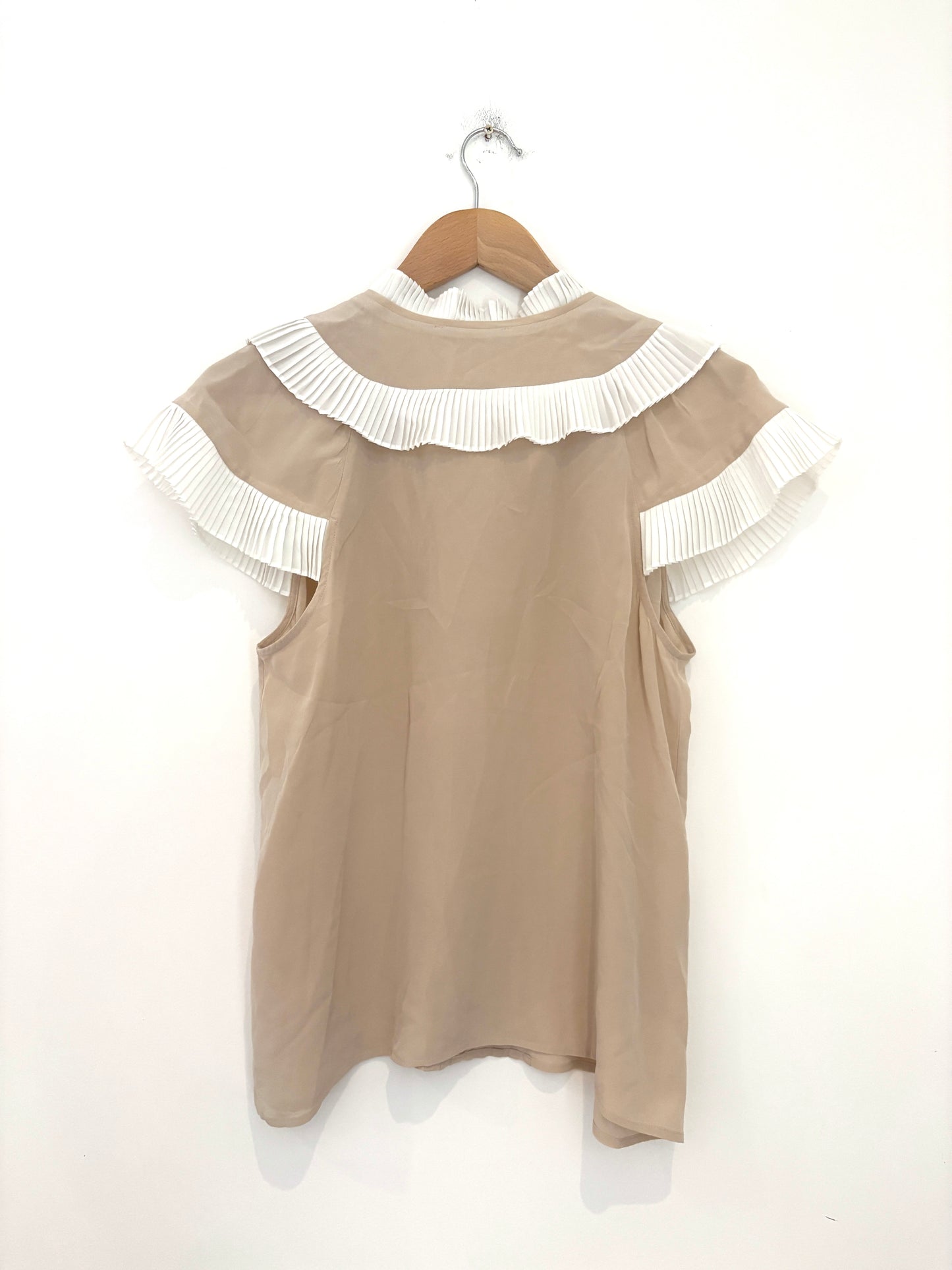 The Fold Silk Beige Pleat Blouse UK 12