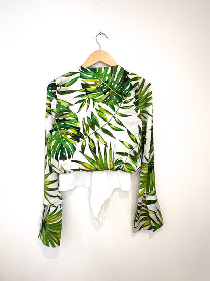 Caroline Constas Silk Print Bodysuit S