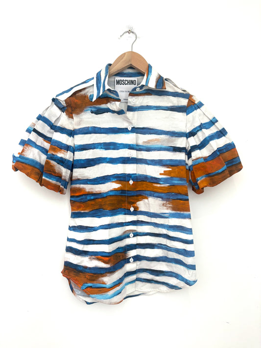 Moschino Couture Blue Striped Blouse