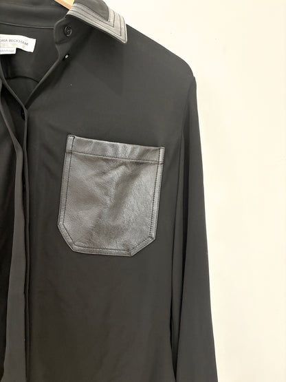 Victoria Beckham Leather Trimmed Shirt UK 6