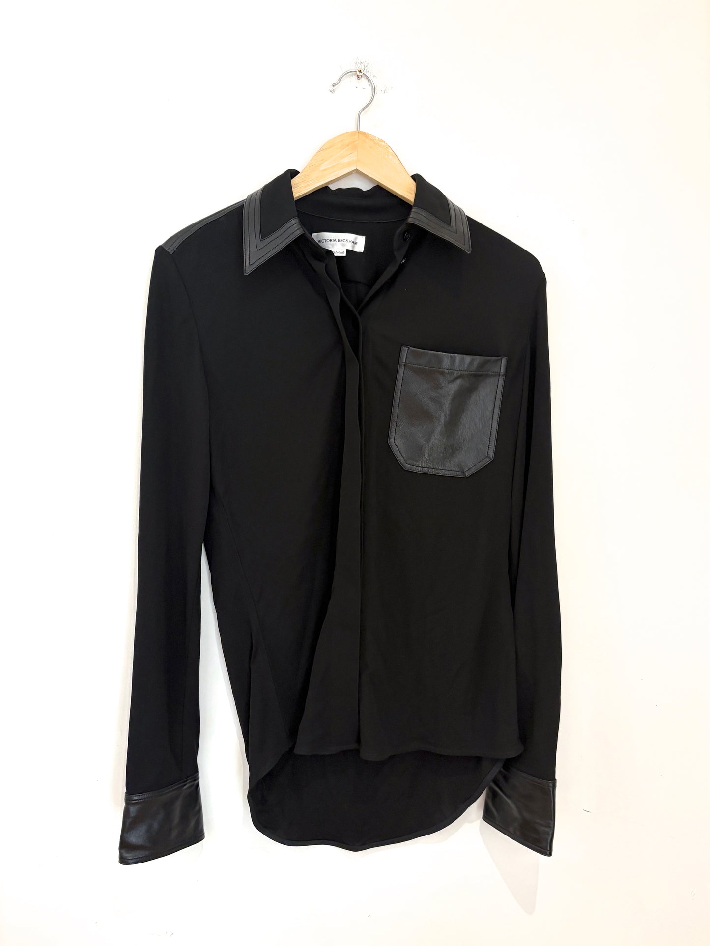 Victoria Beckham Leather Trimmed Shirt