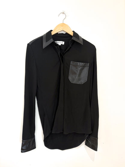 Victoria Beckham Leather Trimmed Shirt